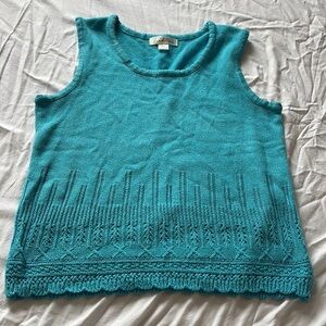 Traditions Knit Tank Top – Size Medium | Boho Lace Hem | Turquoise Trend |